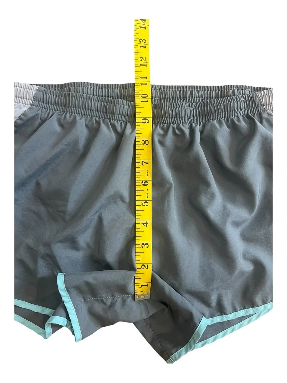 Nike Women's Athletic Dri-Fit Running Shorts in Slate Gray with Teal Trim size M